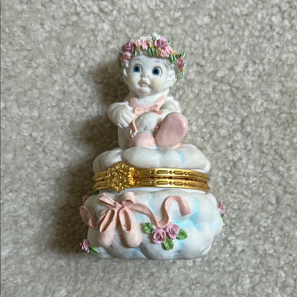 Dreamsicles cherub  Keepsake Box with Pink and Gold Details